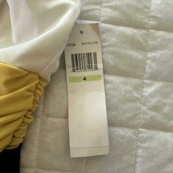 LONDON TIMES Womens Dress 4 White Black Color Block Retro Y2K Plunging V-Neck - Picture 6 of 10